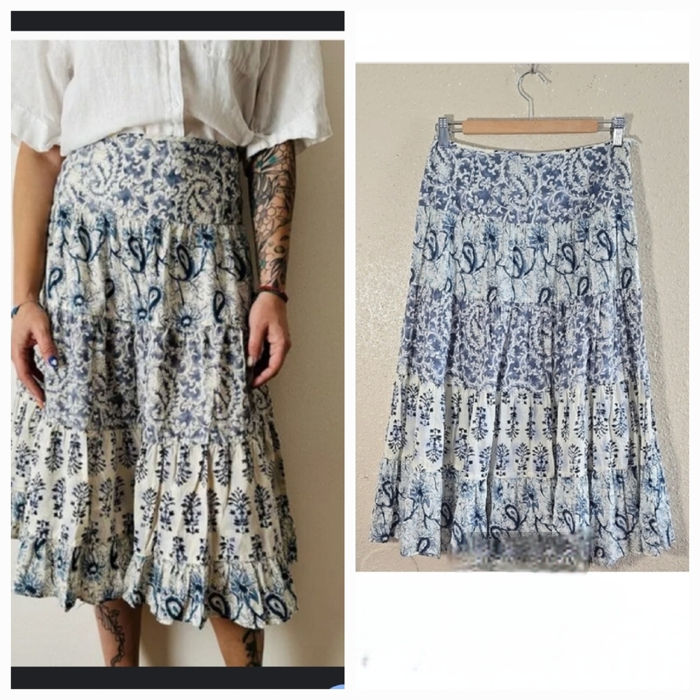 Ralph Lauren Floral Blue and White Skirt